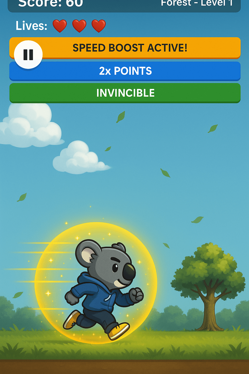 Koala Jump mobile game screenshot showing gameplay
